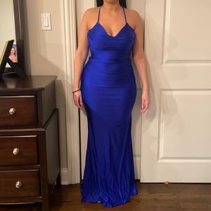 Royal Blue Prom dress. Never worn but some marks in material. See pics